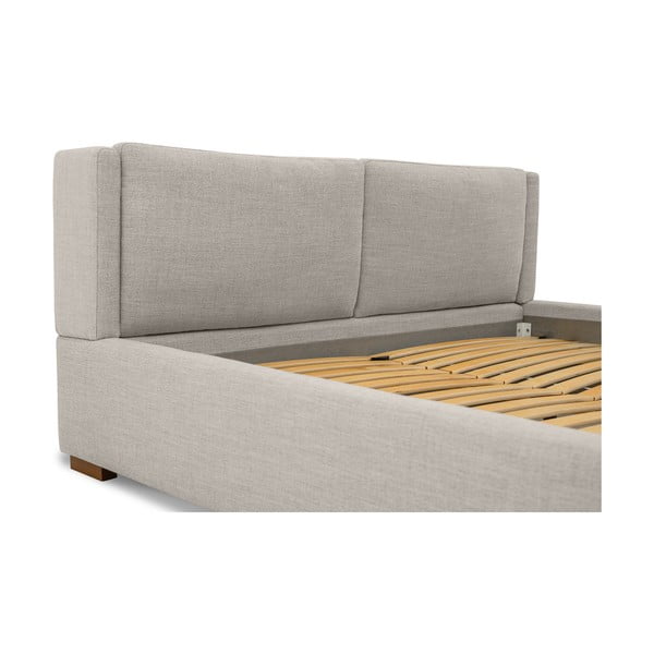 Letto matrimoniale imbottito grigio chiaro con doghe in legno 160x200 cm Dreamer - Scandic-image-1