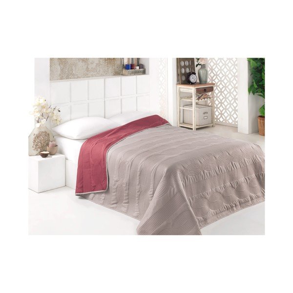Copriletto reversibile in microfibra grigio-marrone, 200 x 220 cm - Kate Louise
