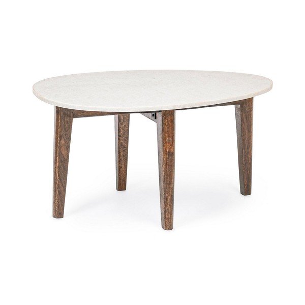 Tavolino da salotto bianco/di colore naturale con piano in marmo 50x70 cm Sylvester – Bizzotto