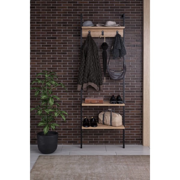 Set da corridoio nero in legno riciclato Nina - Kalune Design-image-1