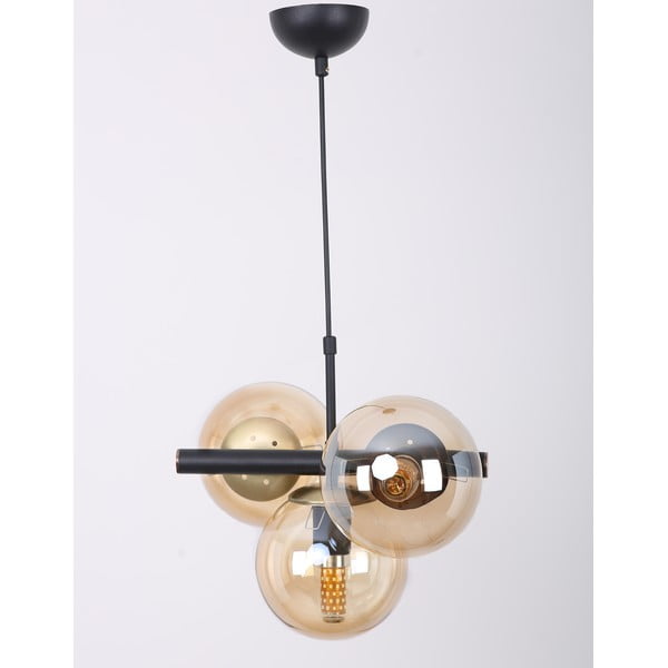 Lampada a sospensione giallo-nera con paralume in vetro ø 15 cm Cascade - Squid Lighting-image-2