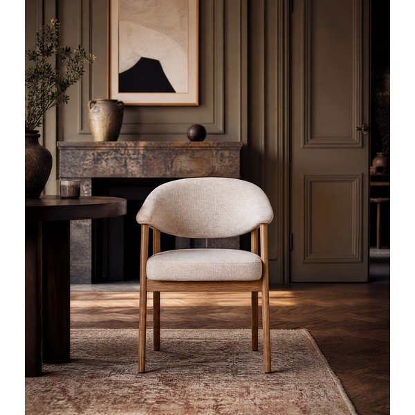 Set di sedie da pranzo color crema in rovere massiccio con braccioli 2 pz Elk – Unique Furniture-image-3