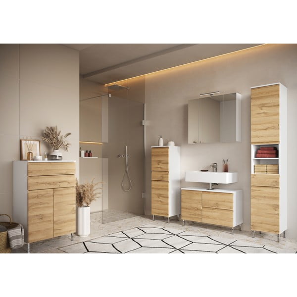 Mobile bagno basso bianco in rovere 60x97 cm Torrance - Germania-image-4