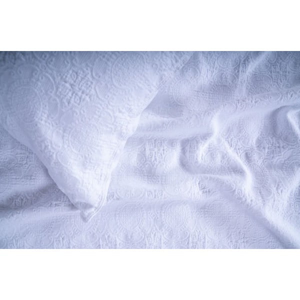 Set con copriletto e federa bianco in jacquard 180x240 cm Jacquard – Mila Home Luxury-image-1