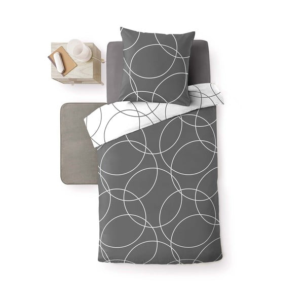 Biancheria da letto singola in microfibra grigia 140x200 cm Elton - douceur d'intérieur-image-2