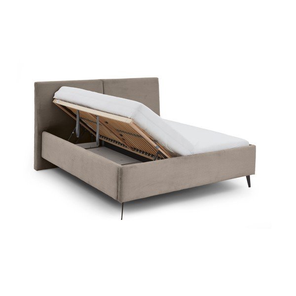 Letto matrimoniale imbottito grigio tortora con contenitore con rete inclusa 180x200 cm Lando – Meise Möbel-image-3