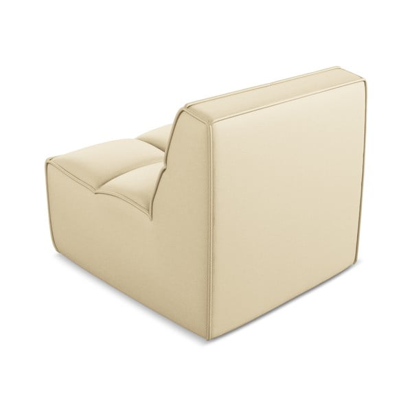 Parte divano componibile color crema con rivestimento in finta pelle Kalai – Makamii-image-3