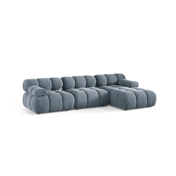 Divano angolare componibile grigio (con penisola a destra/con chaise lounge) con rivestimento in velluto – Micadoni -image-2
