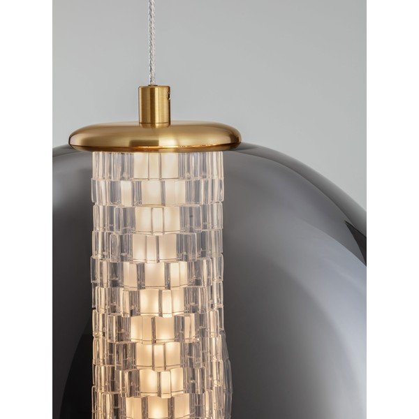Lampadario LED grigio in metallo con paralume in vetro ø 22 cm Navi – Nova Luce-image-2