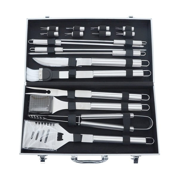Set di 18 utensili per grigliare in una valigetta in alluminio - Cattara-image-1