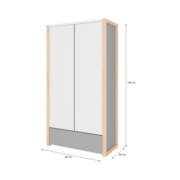 Armadio a due ante grigio Pinette - BELLAMY-image-2