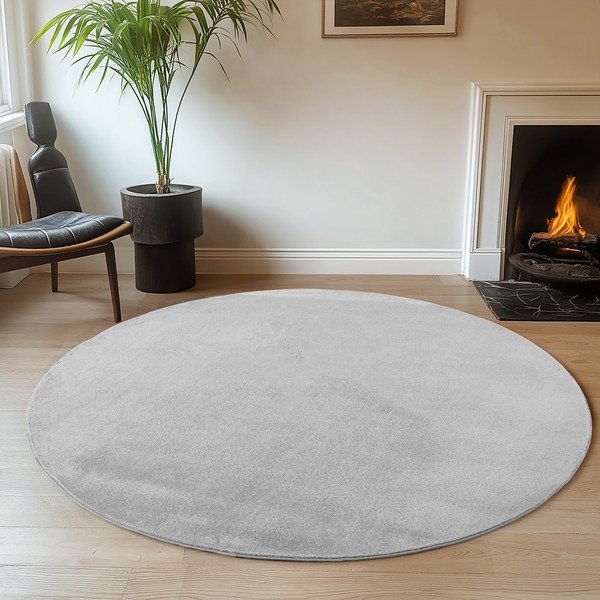 Tappeto rotondo grigio chiaro lavabile ø 160 cm Joy – Ayyildiz Carpets-image-1