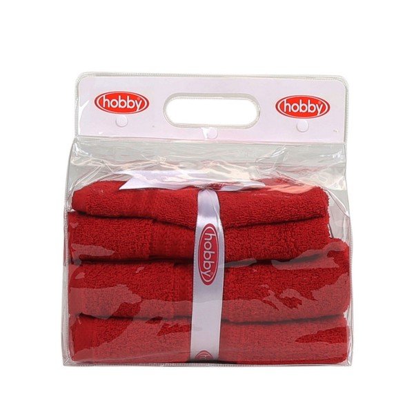 Set di 2 asciugamani in cotone rosso e asciugamano Rainbow - Foutastic-image-1
