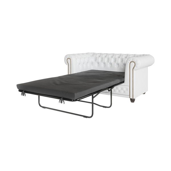 Divano letto bianco in similpelle 148 cm York - Ropez-image-3