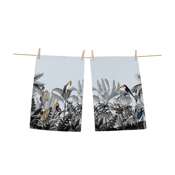 Set di 2 asciugamani in cotone, 50 x 70 cm Exotic Animals - Butter Kings