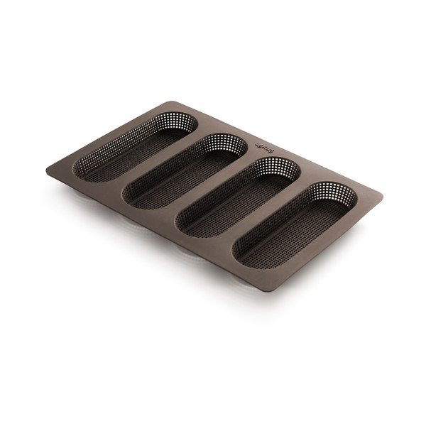 Stampo in silicone marrone con 4 scomparti per la cottura delle baguette - Lékué-image-2