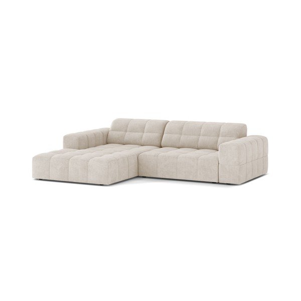 Divano angolare color crema (con penisola a sinistra/con chaise lounge) con rivestimento in ciniglia Chicago – Cosmopolitan Design-image-1