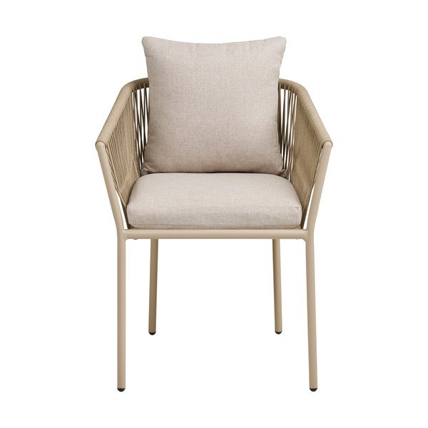 Sedia da esterno beige in metallo/in imbottito Salerno – House Nordic-image-2