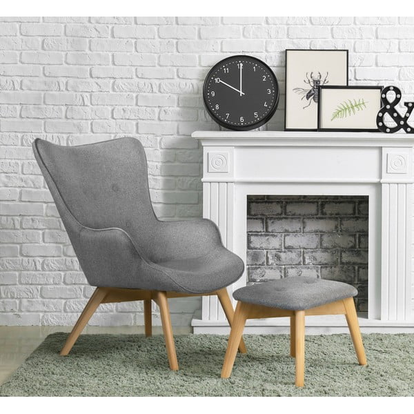 Poltrona con poggiapiedi grigia Niko – Ropez-image-1