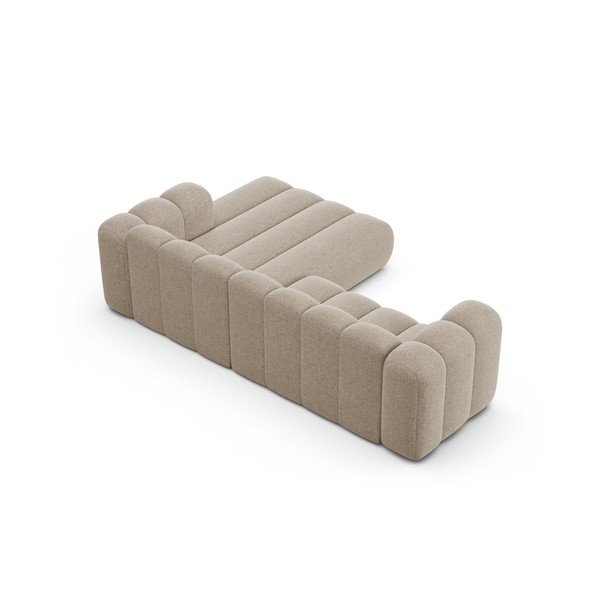 Divano angolare beige (con penisola a destra/con chaise lounge) con rivestimento in ciniglia Lupine – Micadoni -image-3
