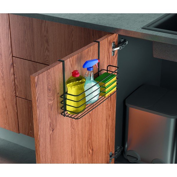 Scaffale da cucina sospeso in metallo nero Lava Large Galileo - Metaltex-image-1