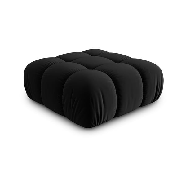 Pouf in velluto nero Bellis - Micadoni Home-image-3