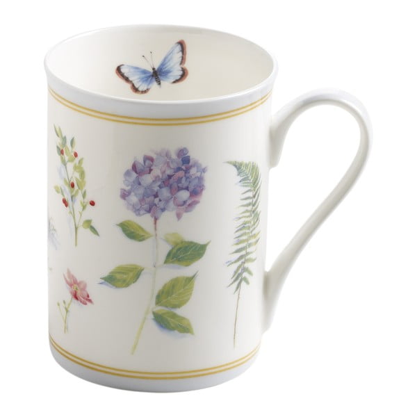 Hrnek z kostního porcelánu Maxwell & Williams Butterfly Garden Mauve, 410 ml