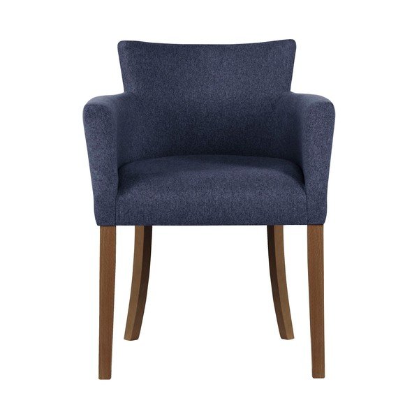 Sedia blu scuro con gambe in legno di faggio marrone scuro Santal - Ted Lapidus Maison-image-4