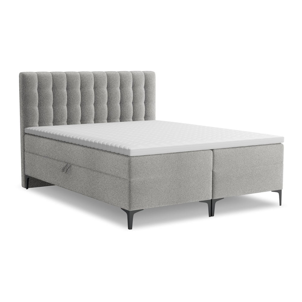 Letto boxspring grigio chiaro con contenitore 180x200 cm Puhala – Makamii | Letti boxspring