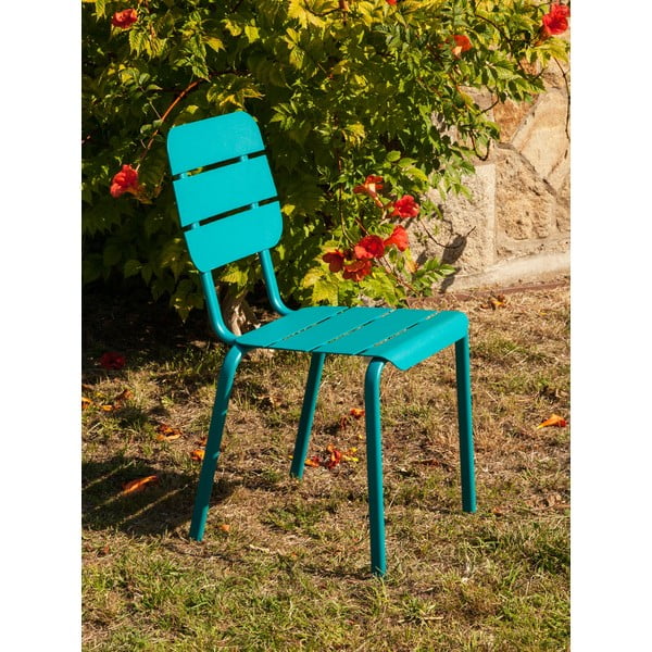 Set da pranzo da giardino in alluminio blu-marrone per 4 persone Typon - Ezeis-image-1