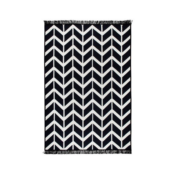 Tappeto bifacciale in bianco e nero Kirke, 140 x 215 cm - Cihan Bilisim Tekstil-image-4