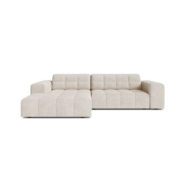 Divano angolare color crema (con penisola a sinistra/con chaise lounge) con rivestimento in ciniglia Chicago – Cosmopolitan Design