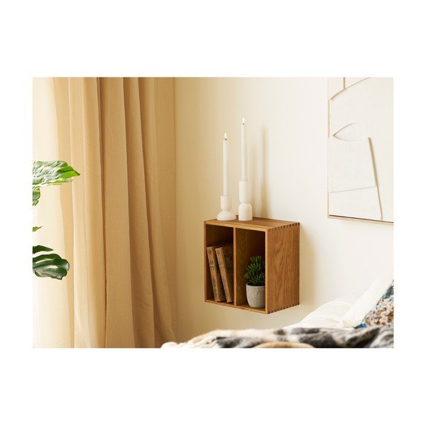 Mensola di colore naturale in rovere massiccio con ripiani multipli 18 cm Townsville – House Nordic-image-4