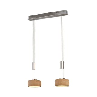 Lampadario a LED color argento con paralume in legno e intensità regolabile Shine-wood - Fischer & Honsel