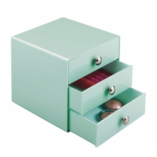 Scatola portaoggetti verde menta con 3 cassetti Cassetti, altezza 16,5 cm - iDesign-image-2