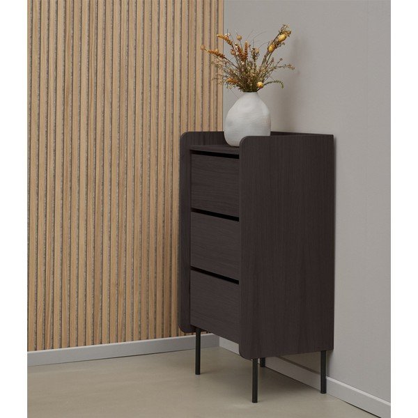 Cassettiera alta nera in rovere 60x108,5 cm Wrap - Bonami Selection-image-1