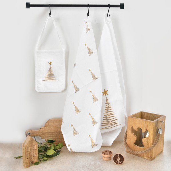Set di strofinacci in cotone con motivo natalizio 50x70 cm - Orion-image-1