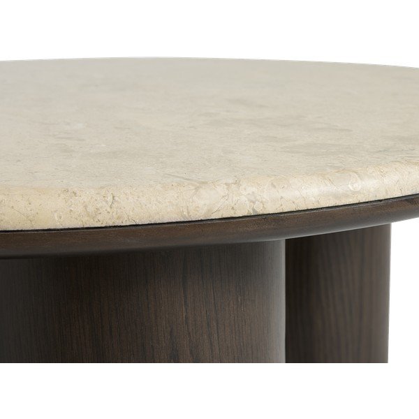Tavolino da salotto rotondo colore naturale scuro con piano in marmo ø 90 cm Piazze – Unique Furniture-image-4
