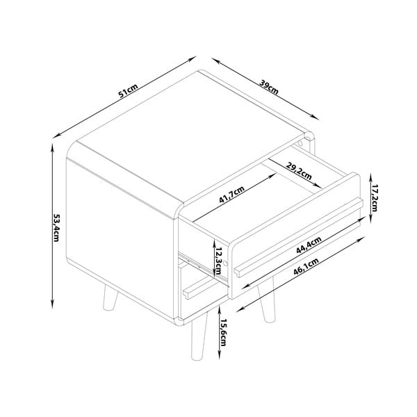 Comodino in colore naturale con motivo in nero Chantal - Støraa-image-4