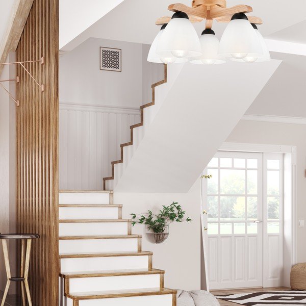 Lampada da soffitto bianca con paralume in vetro ø 16 cm Andreas - LAMKUR-image-2