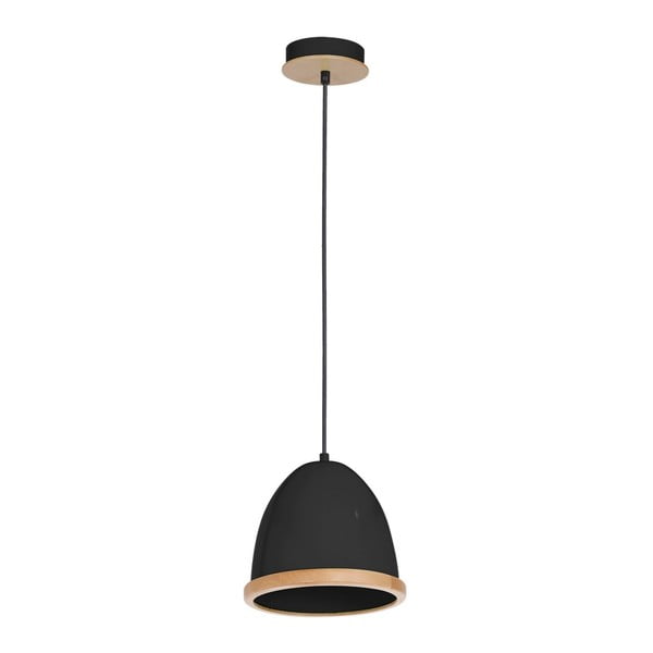 Lampada a sospensione nera con dettagli in legno Studio Uno Lungo - Homemania