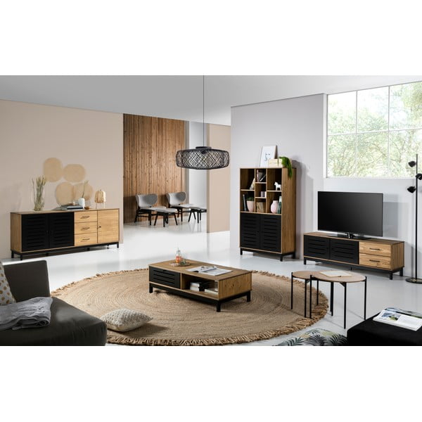 Cassettiera con struttura in legno e ante nere Alessia - Marckeric-image-3