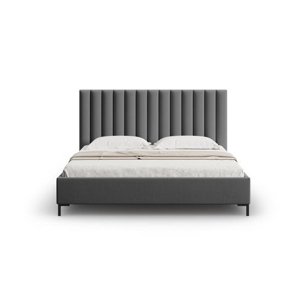 Letto matrimoniale imbottito grigio scuro con contenitore con griglia 160x200 cm Casey - Mazzini Beds-image-4