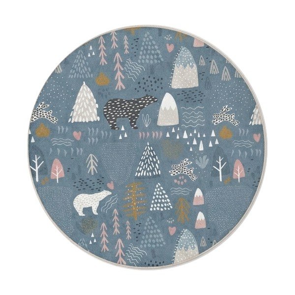 Tappeto per bambini blu lavabile ø120 cm Forest Land – Mila Home