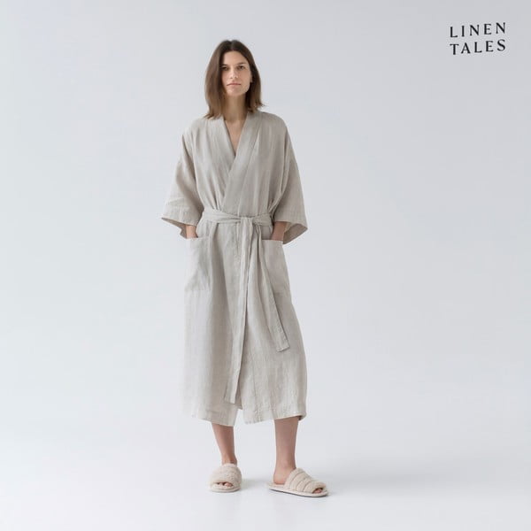 Vestaglia di lino beige taglia L/XL Melange - Linen Tales