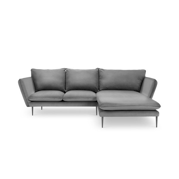 Divano angolare in velluto grigio chiaro Acacia, angolo destro - Mazzini Sofas