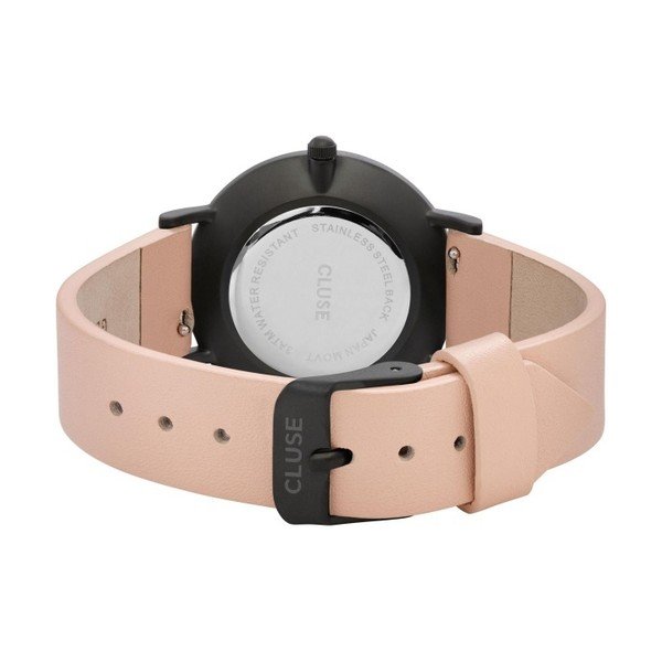 Orologio da donna con cinturino in pelle e quadrante nero Minuit - Cluse-image-1