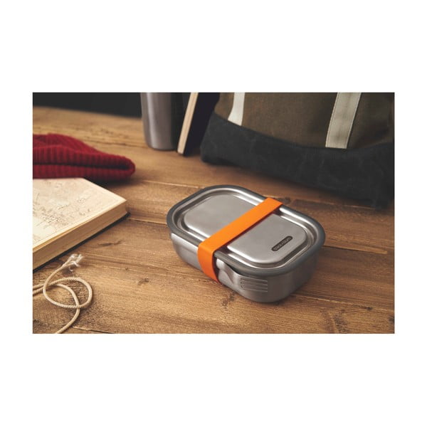 Scatola per snack in acciaio inox con banda arancione , 1000 ml - Black + Blum-image-2
