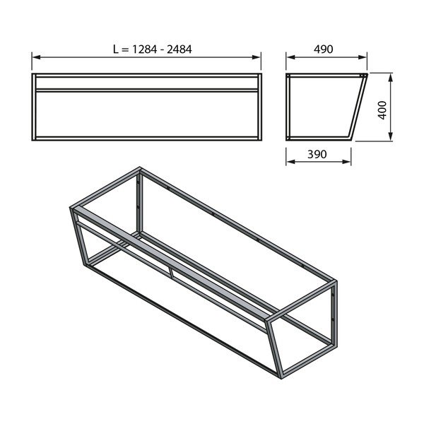 Scaffale da sotto lavabo bianco/nero in metallo da appendere 218x40 cm Aruba – Sapho-image-2