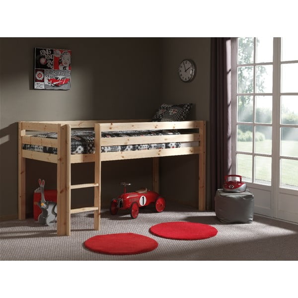 Letto rialzato per bambini in legno di pino 90x200 cm in colore naturale PINO - Vipack-image-1